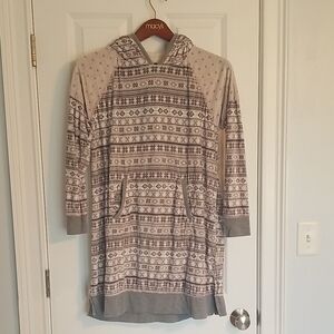 Simply Vera Vera Wang Long Cozy Hoodie, Size L, Gray Geometric Pattern
